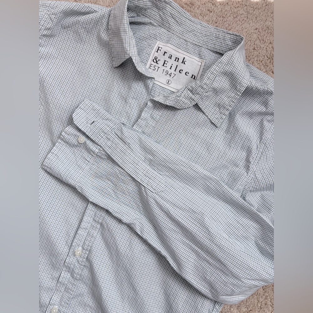 Frank & Eileen Shirt Women's Blue Green Plaid Style Barry Button Up Size Large